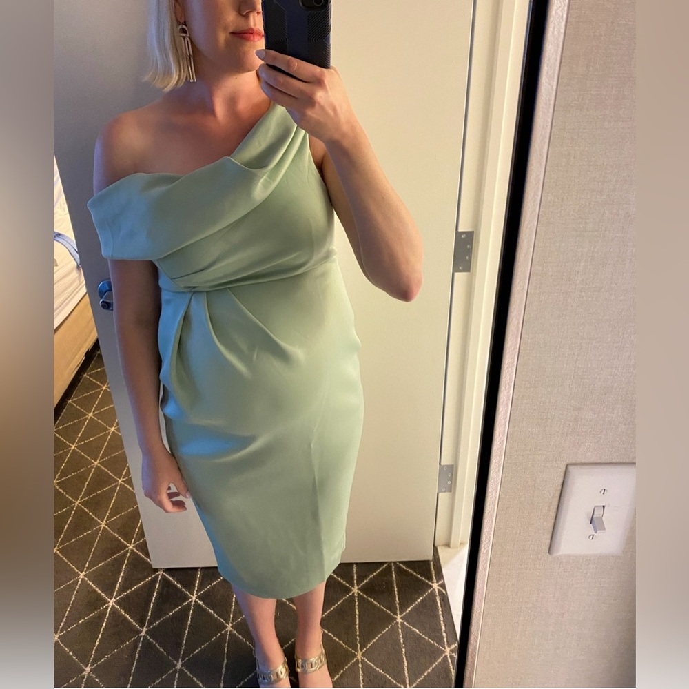 ASOS Sage Green Asymmetrical Ruched Sheath Dress - MATERNITY